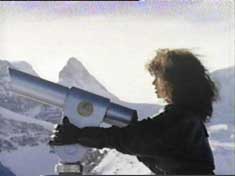 Lucy finds another telescope with a gun in it, and begins shooting back at Duran Duran in this deleted scene from the ’A View to a Kill’ video
