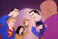 Note the miscolored hair on Superman.  Animation at its finest.